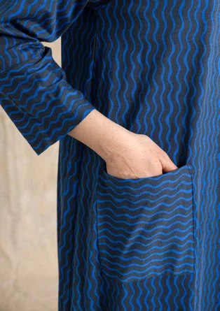Robe rayée/unie "Ellen" en jersey de coton biologique/modal - encre/motif