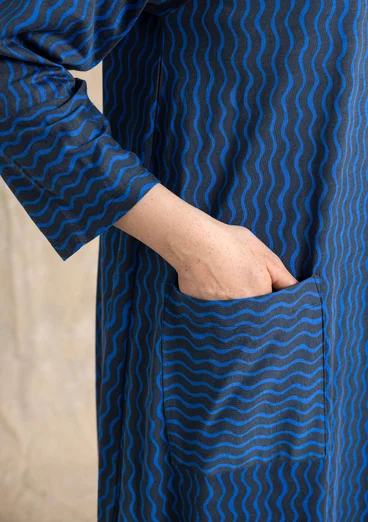 Robe rayée/unie "Ellen" en jersey de coton biologique/modal - encre/motif