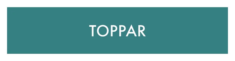En turkos ruta med texten ”Toppar” i vitt. 
