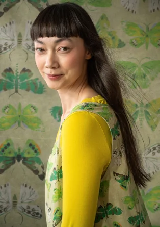 “Fjäril” dress in organic cotton - apple green