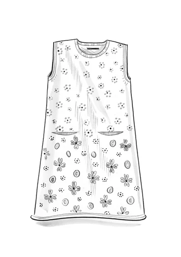 Tunique en maille "Iris" en coton biologique/recyclé - rouge perroquet/motif