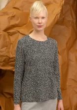“Ebba” dotted/solid-colour cotton/elastane jersey top - black/patterned