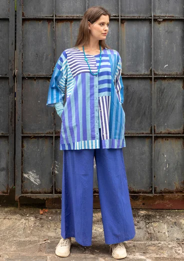 Blouse tissée "Cherai" en coton biologique - bleu océan