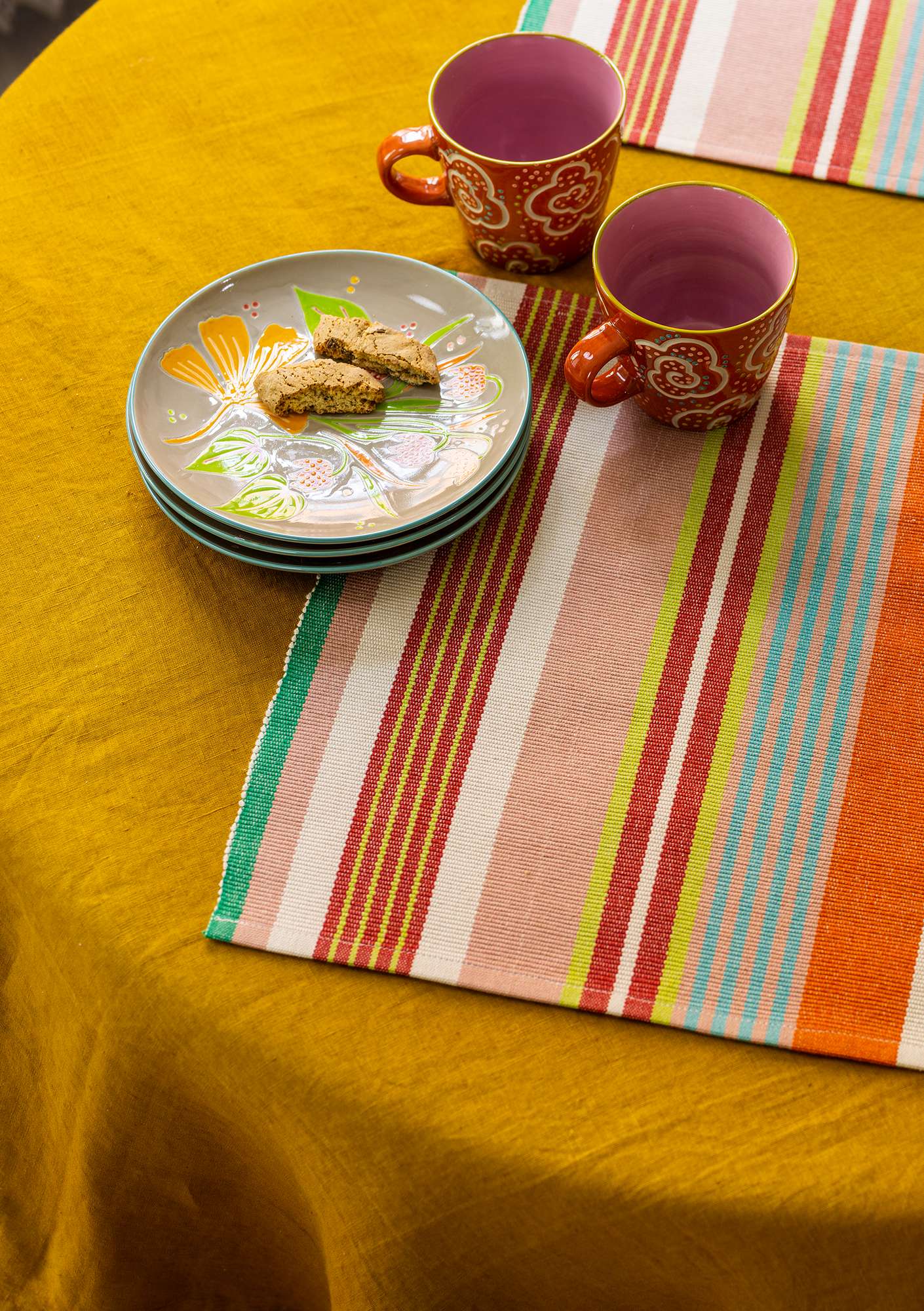 Washed linen tablecloth curry thumbnail