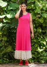Solid-colored jersey dress in organic cotton/modal - flox