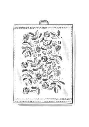  “Tulsi” block-printed kitchen towel in organic cotton - vanilla