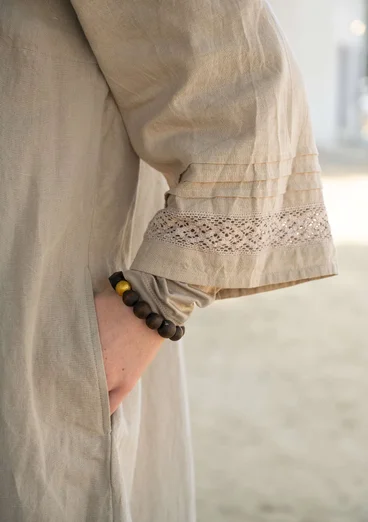 “Sand” woven organic cotton/linen dress - dark natural