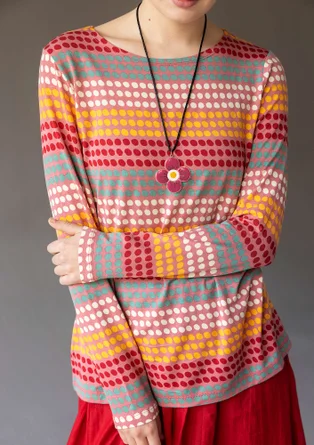 “Quiz” patterned lyocell/elastane top - pink salmon