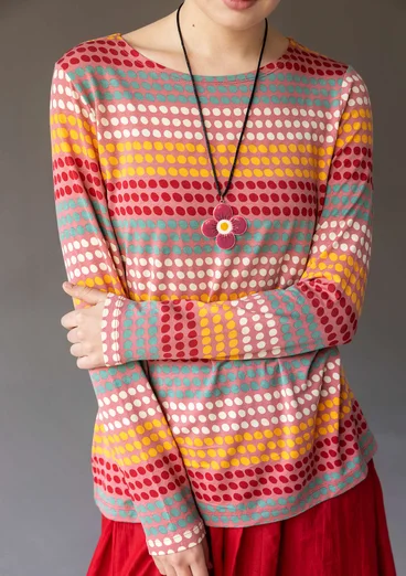 “Quiz” patterned lyocell/elastane top - pink salmon