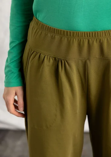 Jersey pants in organic cotton/spandex - dark olive