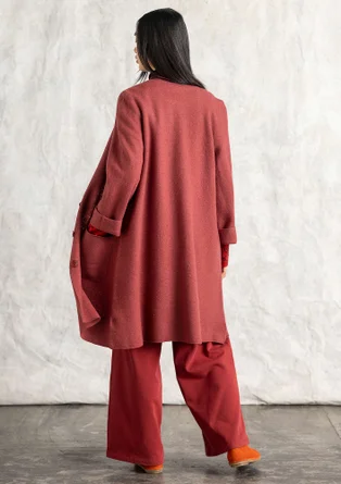 Langstrickjacke aus gefilzter Bio-Wolle - dunkelrott-melange