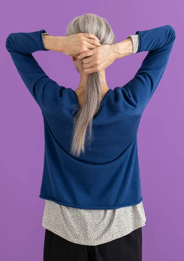 Pull en coton biologique/lyocell - bleu indigo