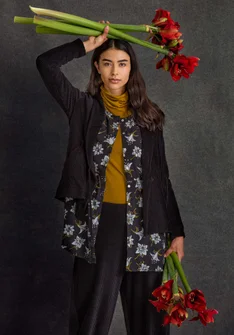 Gilet façon velours en coton biologique/polyester recyclé/élasthanne  - noir