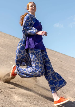“Moonlight” woven viscose/linen trousers - lupin