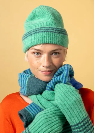 Bonnet "Stripe" en alpaga mélangé - vert lotus