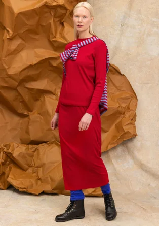 Long jersey skirt in organic cotton rib - amaryllis