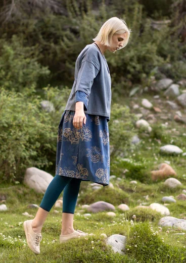 Cardigan in natural dyed organic cotton/wool - light haze blue