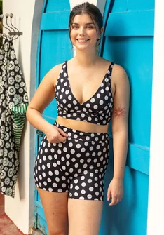 Bikinihose „Sunshine“ aus Recycling-Polyamid/Elasthan - schwarz-gemustert
