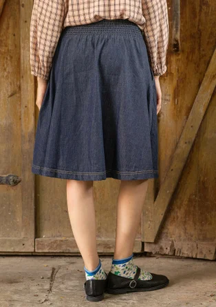 “Ines” woven organic cotton short skirt - dark indigo