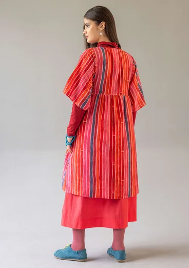 “Violet” woven dress in cotton/silk - bright red