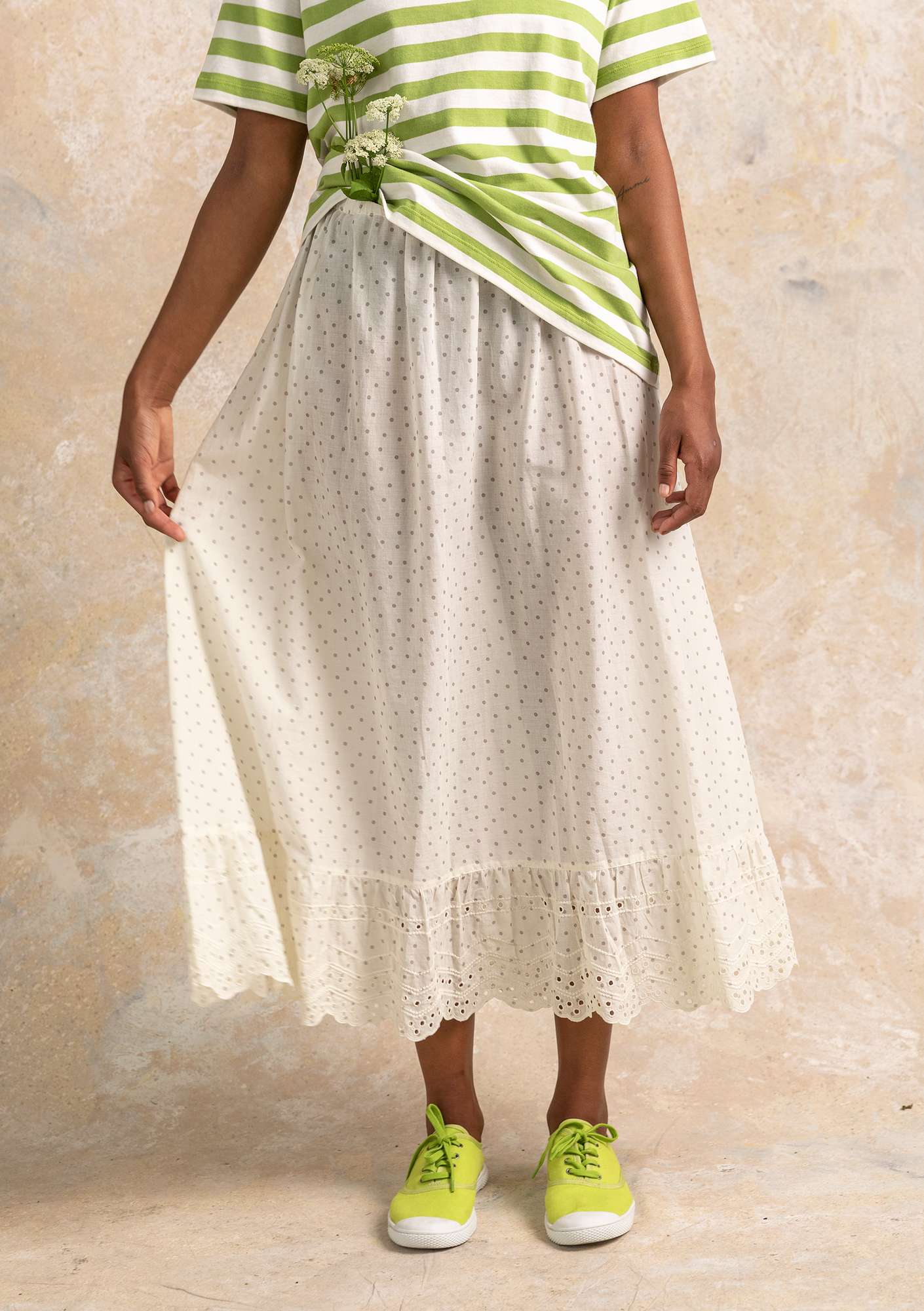 “Pytte” woven organic cotton underskirt ecru/patterned thumbnail