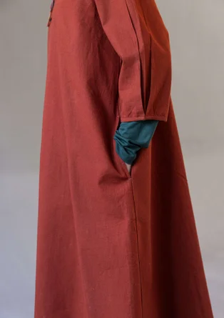Gepunktetes oder einfarbiges Kleid „Elin“ aus Viskose/Leinen - rost