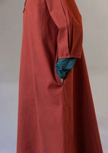 Gepunktetes oder einfarbiges Kleid „Elin“ aus Viskose/Leinen - rost