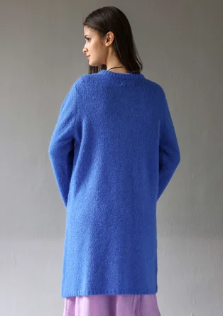 “Tulipe” long cardigan in an alpaca blend - sapphire blue