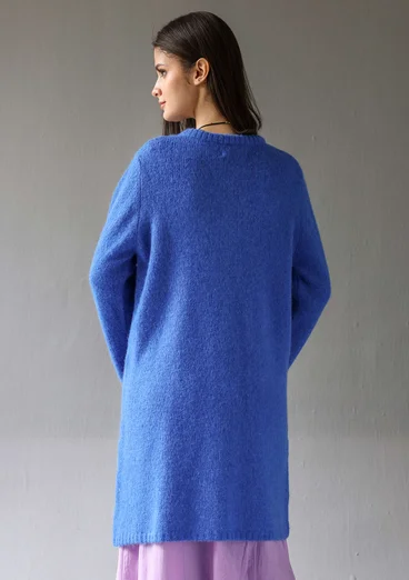 “Tulipe” long cardigan in an alpaca blend - sapphire blue