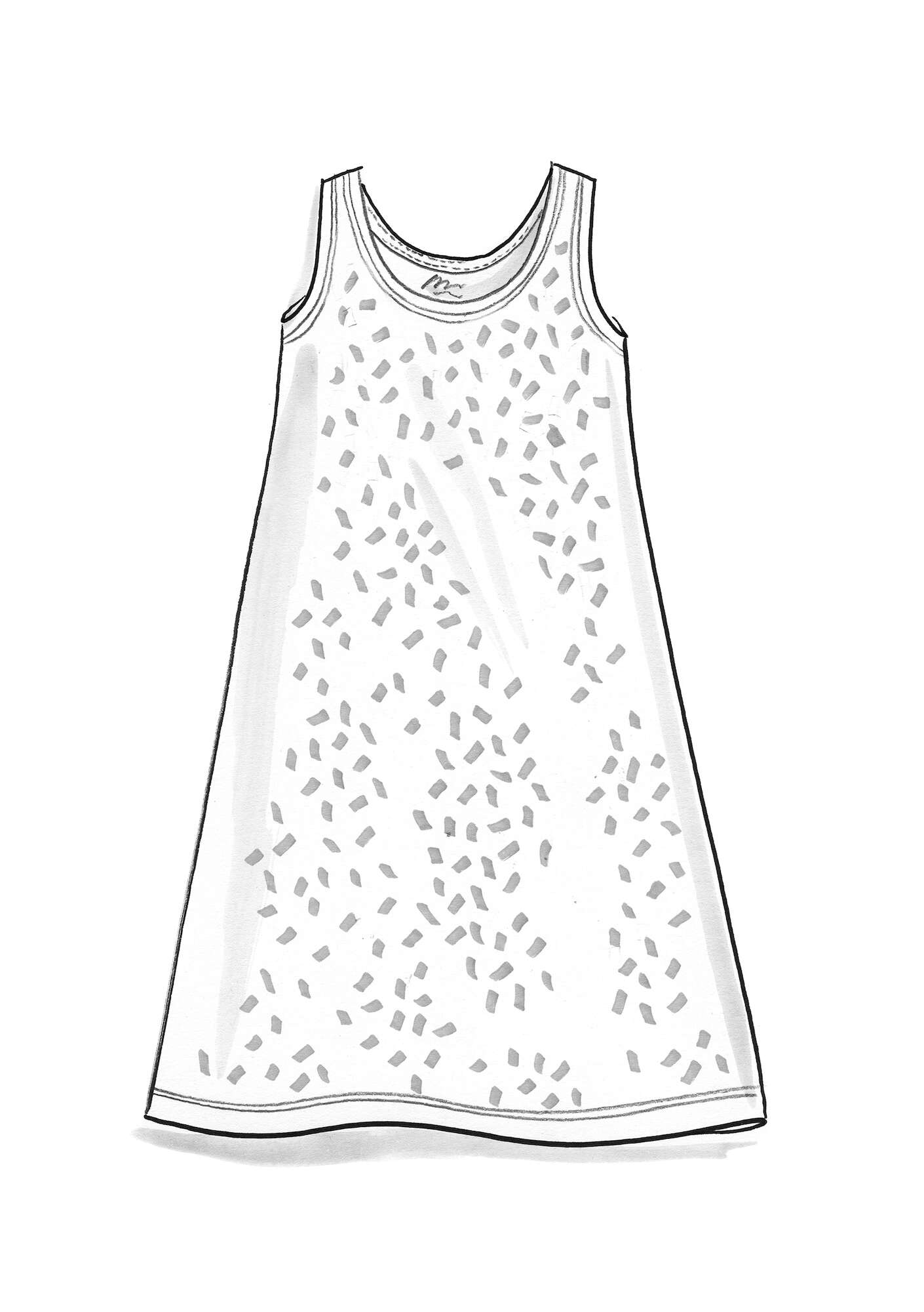 “Tilde” sleeveless jersey dress in lyocell/spandex dijon/patterned