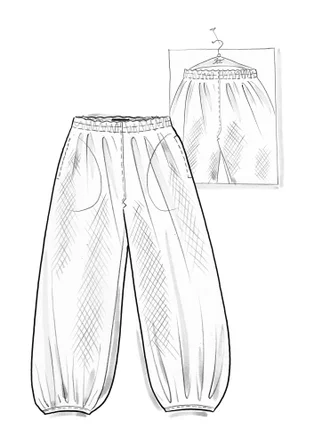 “Olivia” woven organic cotton harem trousers - red cabbage