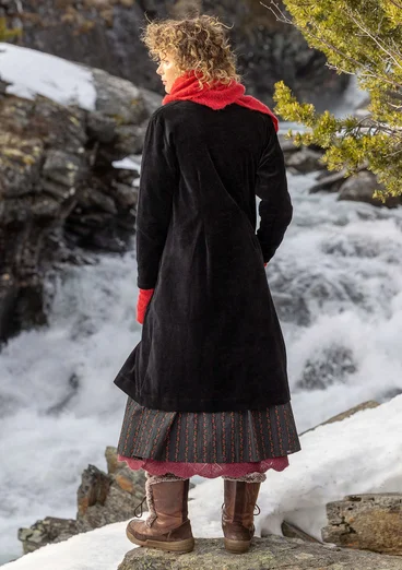 “Nootka” organic cotton/recycled polyester velour dress - black