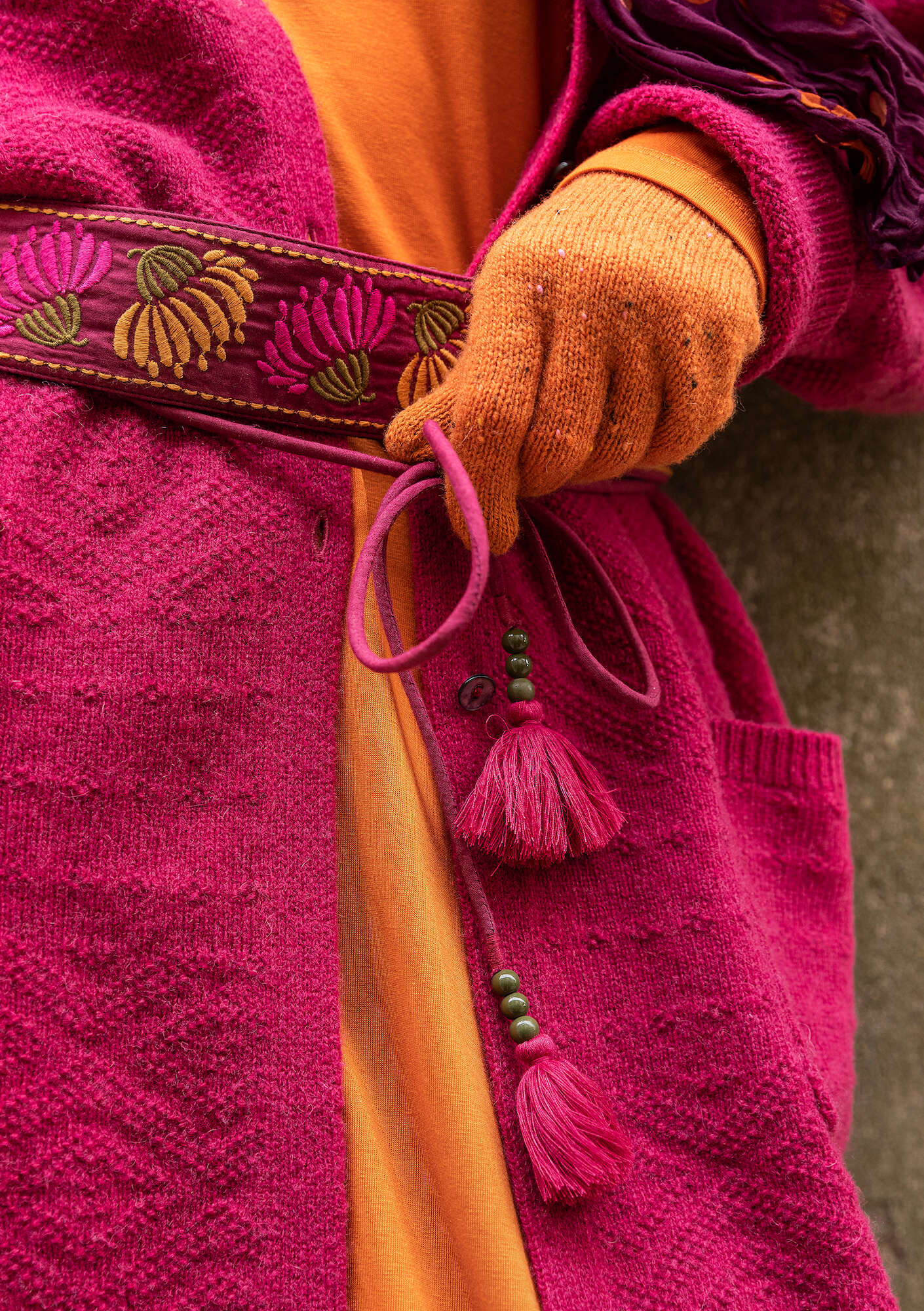 “Banaras” organic cotton belt purple red thumbnail