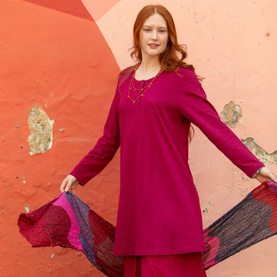 “Alora” organic cotton jersey tunic - red cabbage