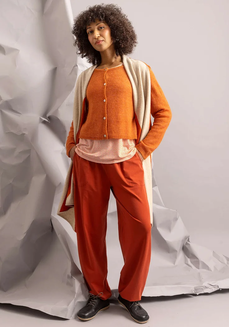 Cardigan in an alpaca blend - grapefruit