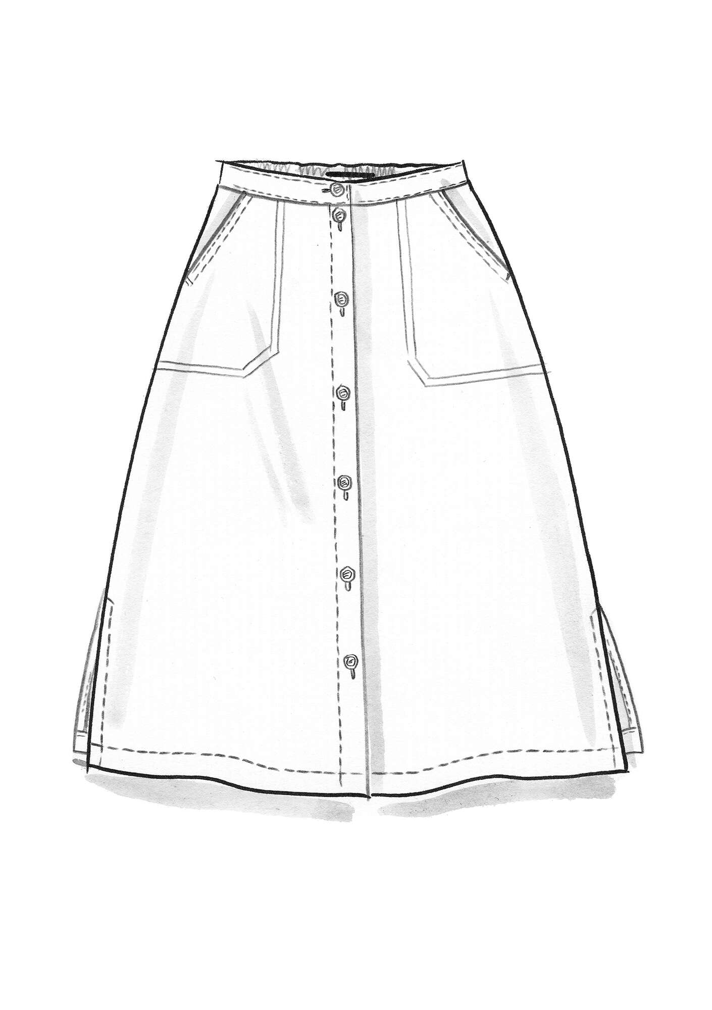 “Karen” woven linen skirt bay leaf