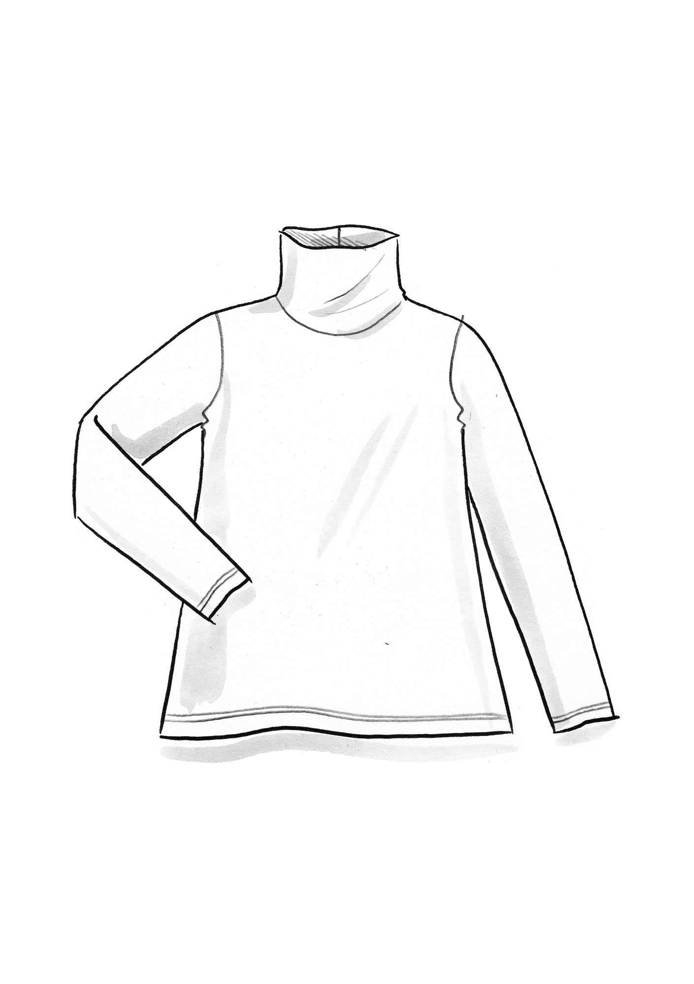 Lyocell/elastane jersey polo-neck top curry