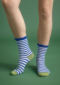 Gestreepte sokken brilliant blue