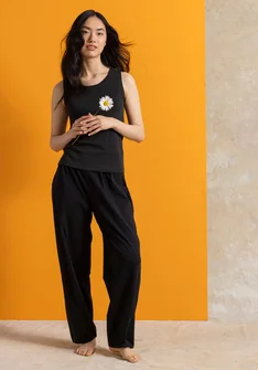 Organic cotton/elastane jersey trousers - black