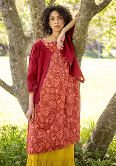 Kleid „Hedda“ aus Bio-Baumwollgewebe - rost-gemustert