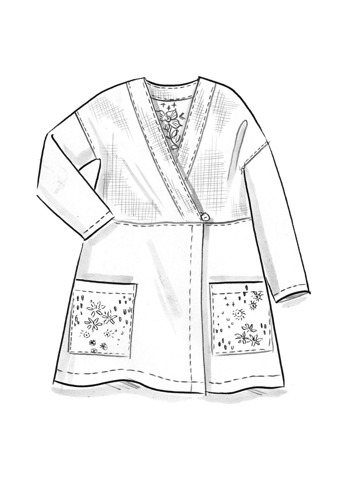 Kimono „Ori“ aus Leinengewebe indigo