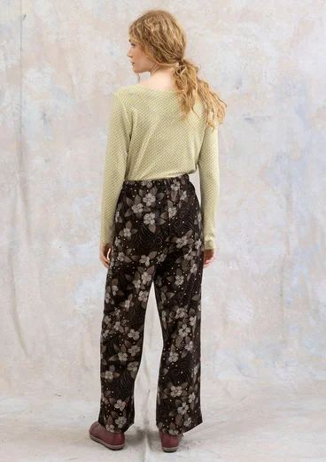 Velours broek "Cornus" van biologisch katoen/gerecycled polyester - donkerchocolade