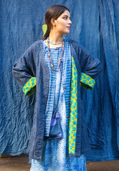 Steppmantel „Kimono“ aus Bio-Baumwolle/Leinen - indigo