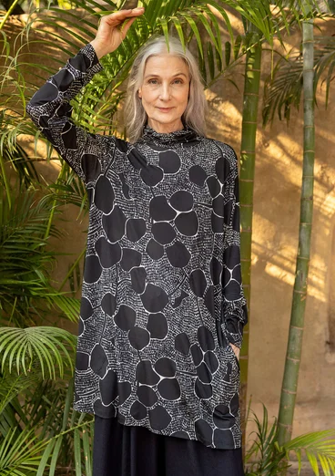 “Harriet” jersey tunic in lyocell/spandex - black