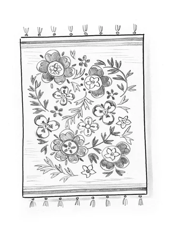 “Petals” organic cotton kilim rug - havsgrn