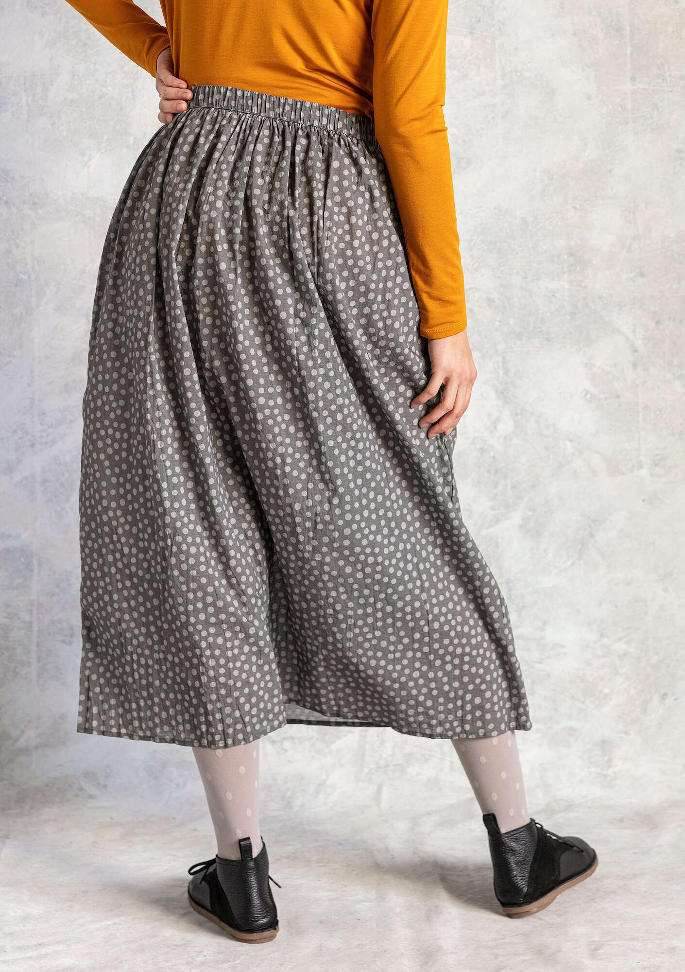 “Alice” woven organic cotton skirt iron grey/patterned