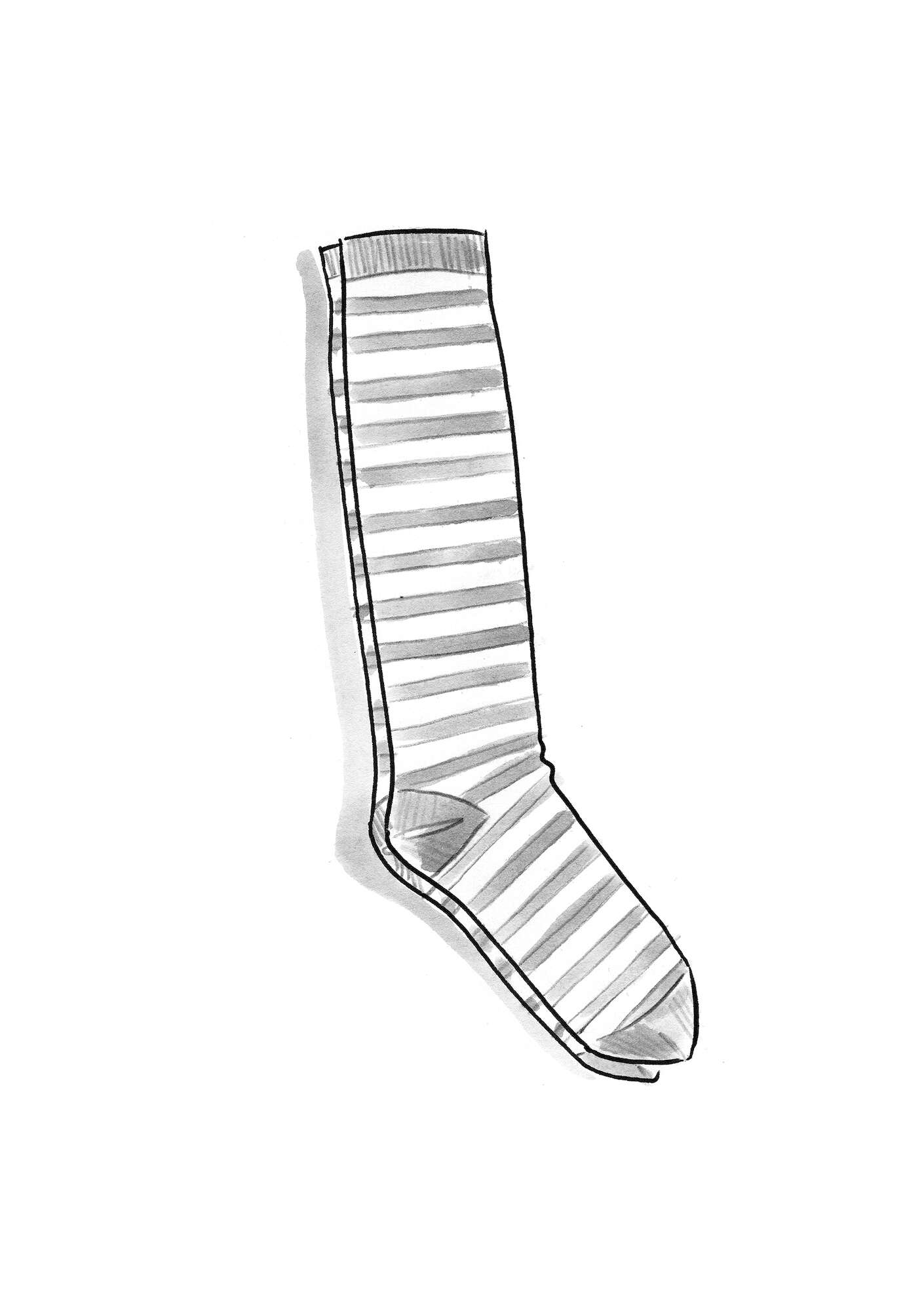 Striped knee-highs in organic cotton black
