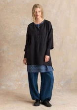 Woven linen tunic - black