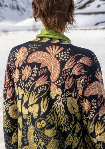 Lang cardigan "Tanana" i bomuld/lyocell - sort