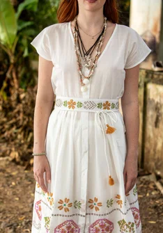 Ceinture "Cross" en coton biologique - blanc cassé